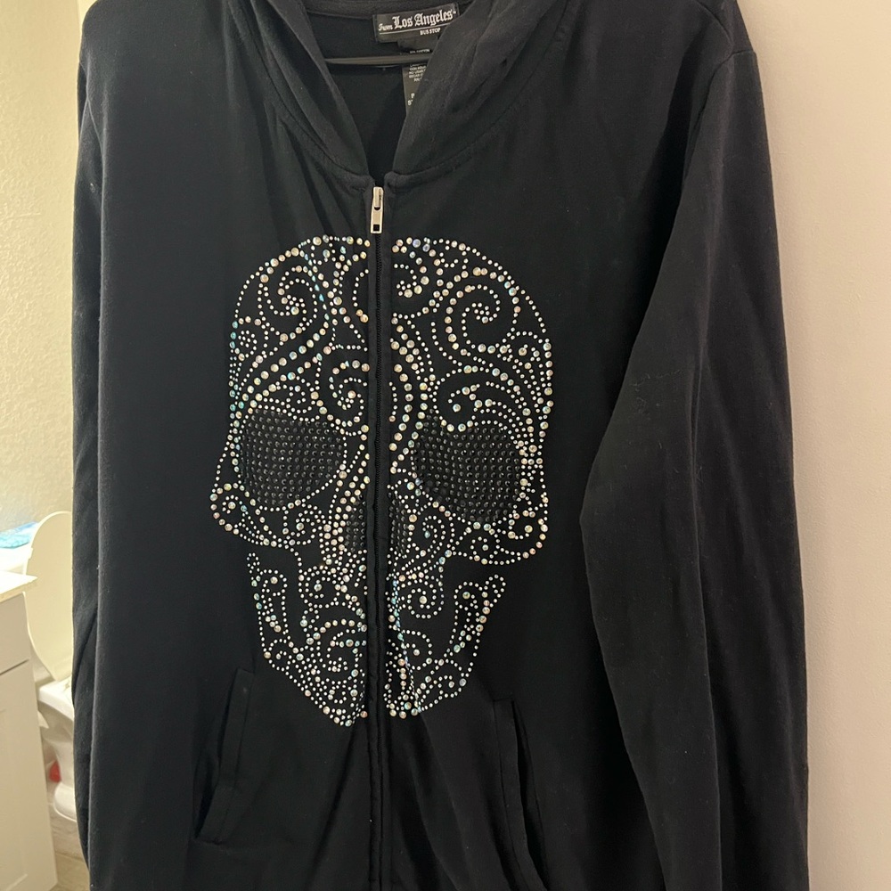 Ed Hardy Black Rhinestone Skull Hoodie